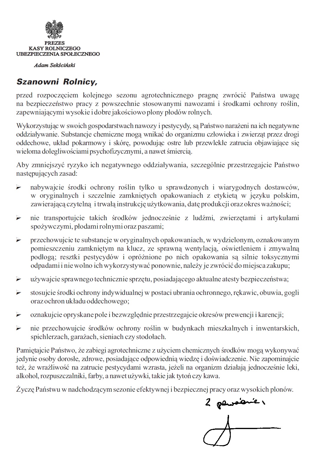 Apel Prezesa KRUS