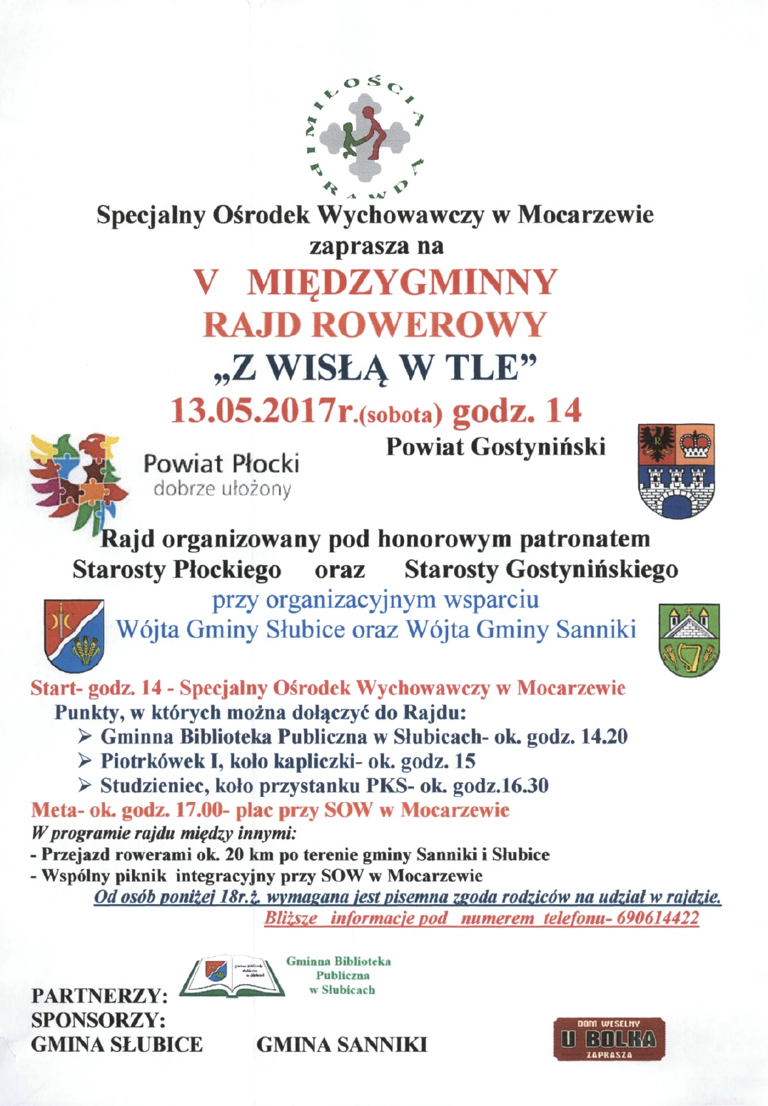 V Międzygminny Rajd Rowerowy ,,Z WISŁĄ W TLE