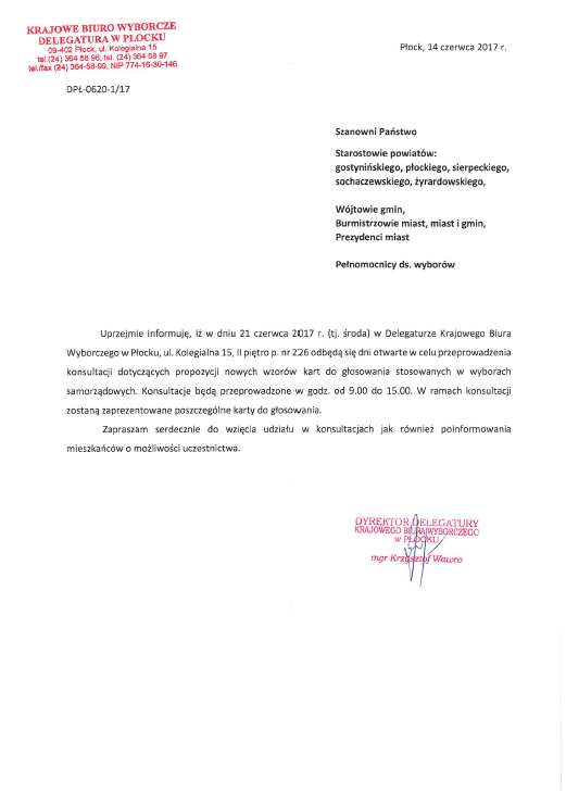 Konsultacje dotyczące propozycji nowych wzorów kart do głosowania w wyborach samorządowych