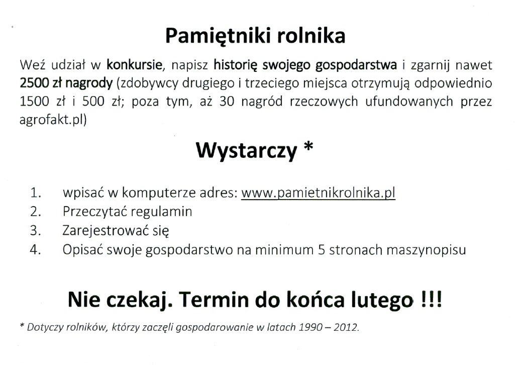 Konkurs dla rolników