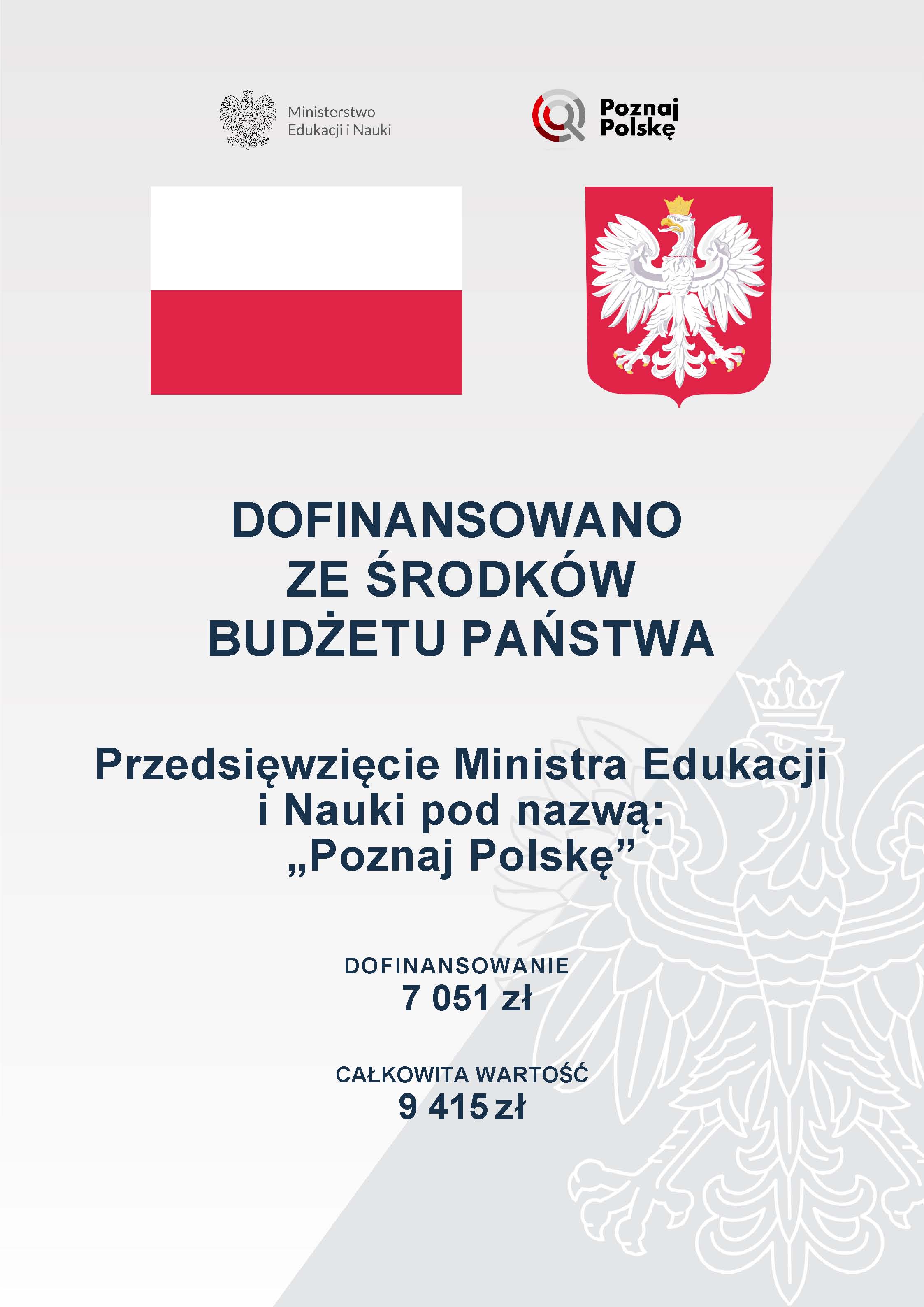 Dofinansowanie w ramach przedsięwzięcia „Poznaj Polskę” 