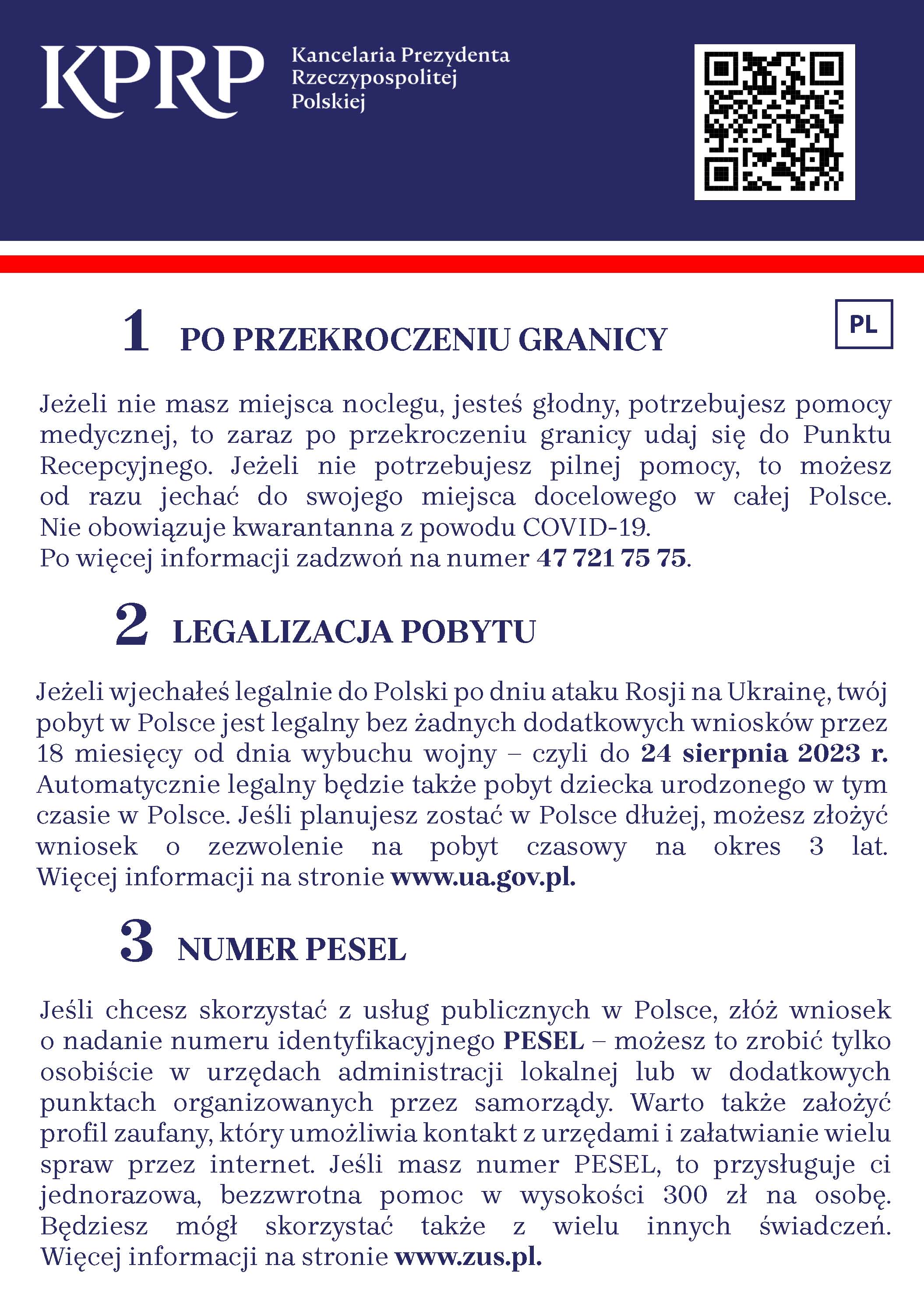 Informacje dla uchodźców z Ukrainy