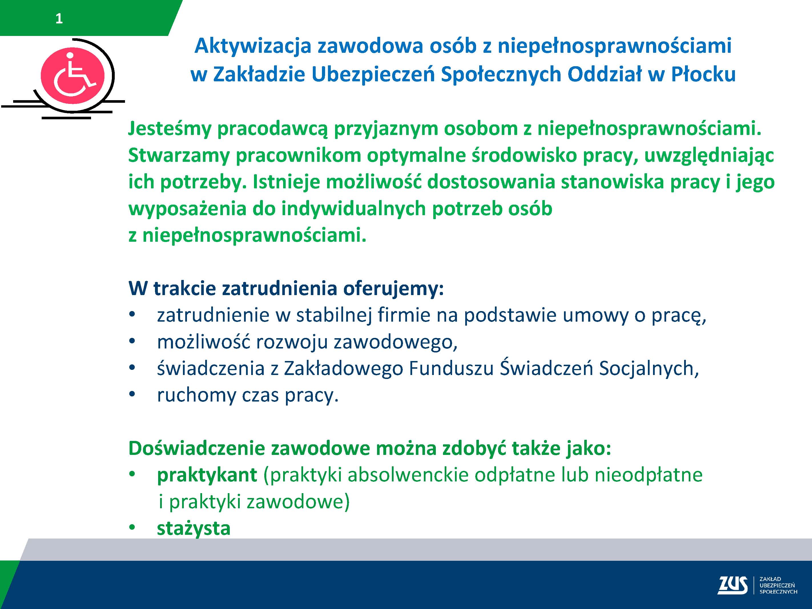 Aktywizacja zawodowa osób z niepełnosprawnościami w ZUS 