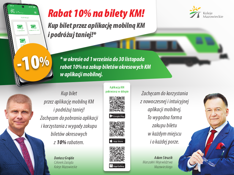 Promocja aplikacji mobilnej KM – bilety okresowe tańsze o 10%