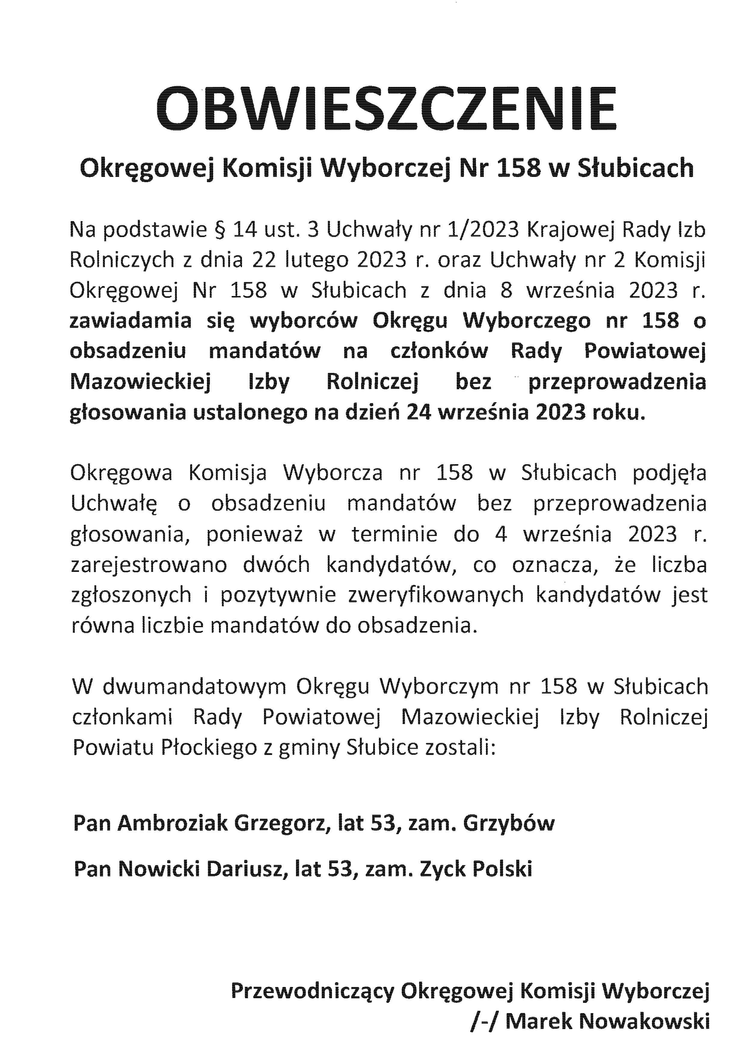 Obwieszczenie